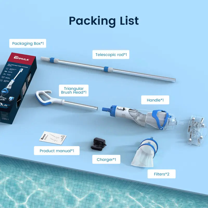 Cordless Pool Vacuum for Above Ground Pools, Powerful Suction Cleaner with Extendable Pole