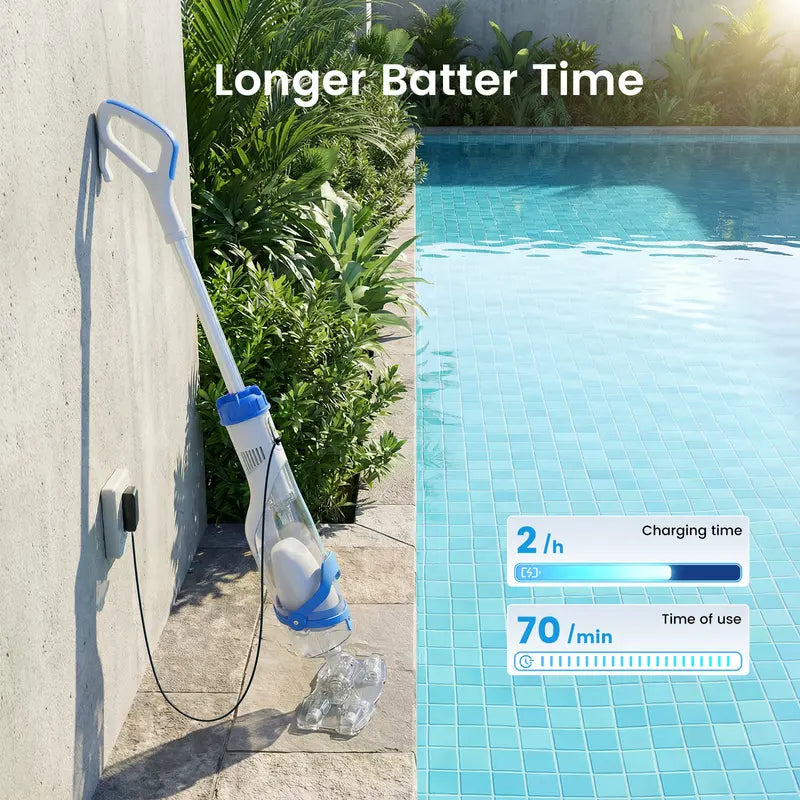 Cordless Pool Vacuum for Above Ground Pools, Powerful Suction Cleaner with Extendable Pole