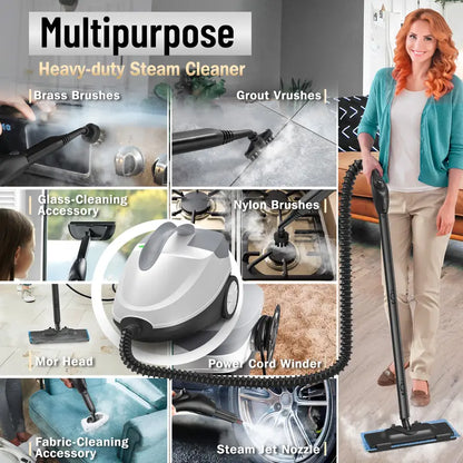 2000W 1.5L Chemical-Free Steam Cleaner, 28 Accessories Included for Floor, Sofa, Window & Tile Cleaning