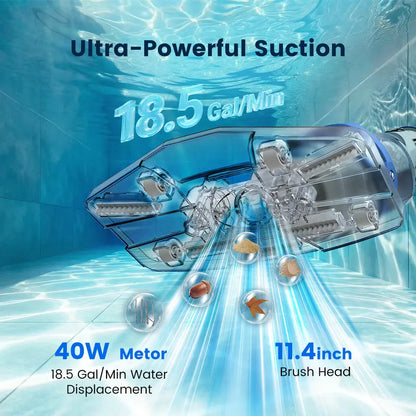 Cordless Pool Vacuum for Above Ground Pools, Powerful Suction Cleaner with Extendable Pole